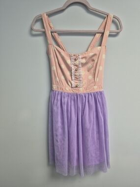 Vintage Pink Polka Dot Pink Bodice with Lavender Tulle Skirt Dress